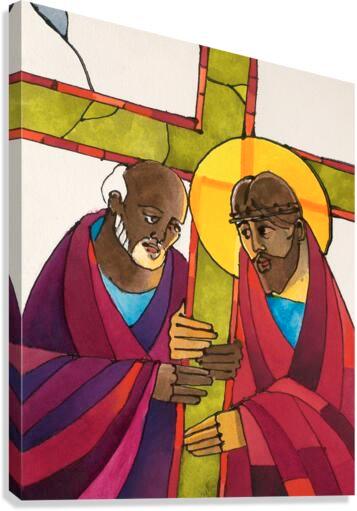 Canvas Print - Stations of the Cross - 05 Simon Helps Jesus Carry the Cross by Br. Mickey McGrath, OSFS - Trinity Stores
