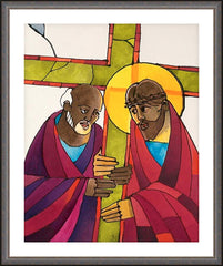 Wall Frame Espresso - Stations of the Cross - 5 Simon Helps Jesus Carry the Cross by M. McGrath