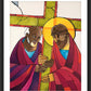 Wall Frame Black, Matted - Stations of the Cross - 05 Simon Helps Jesus Carry the Cross by Br. Mickey McGrath, OSFS - Trinity Stores