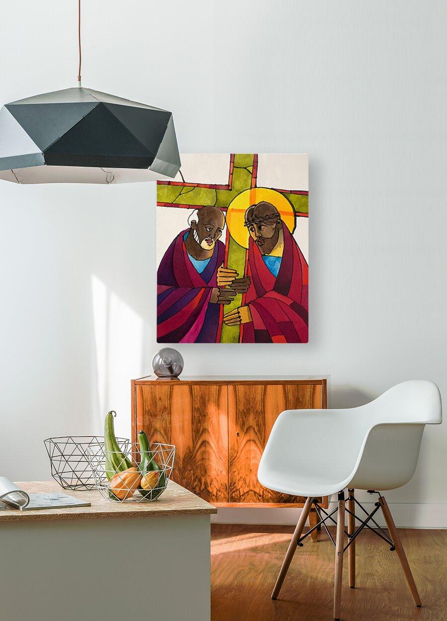 Acrylic Print - Stations of the Cross - 5 Simon Helps Jesus Carry the Cross by Br. Mickey McGrath, OSFS - Trinity Stores