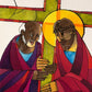 Canvas Print - Stations of the Cross - 05 Simon Helps Jesus Carry the Cross by Br. Mickey McGrath, OSFS - Trinity Stores