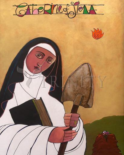Wall Frame Espresso, Matted - St. Catherine of Siena by Br. Mickey McGrath, OSFS - Trinity Stores