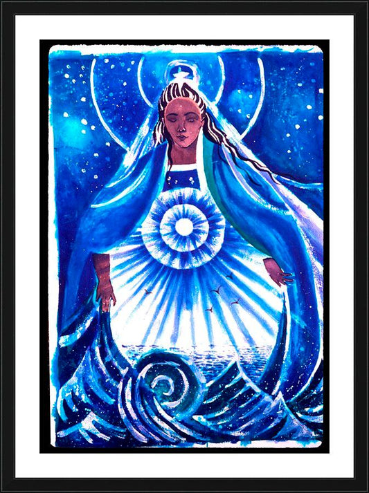 Wall Frame Black, Matted - Mary, Star of the Sea by M. McGrath