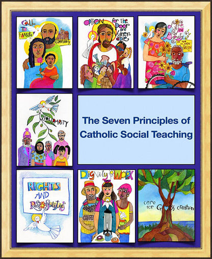 Wall Frame Gold - Seven Principles of Catholic Social Teaching by M. McGrath