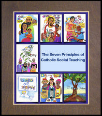 Wood Plaque Premium - Seven Principles of Catholic Social Teaching by M. McGrath