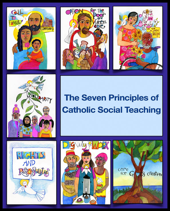 Seven Principles of Catholic Social Teaching - Wood Plaque