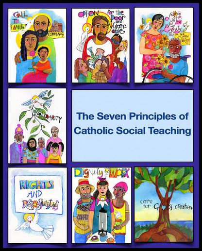 Seven Principles of Catholic Social Teaching - Wood Plaque