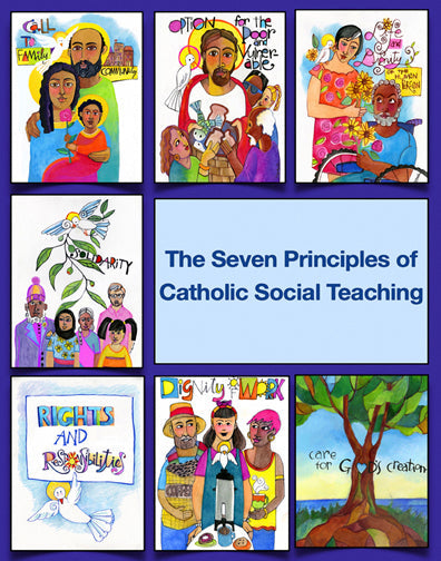 Wall Frame Black, Matted - Seven Principles of Catholic Social Teaching by M. McGrath