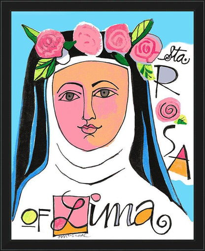 Wall Frame Black - St. Rose of Lima by Br. Mickey McGrath, OSFS - Trinity Stores