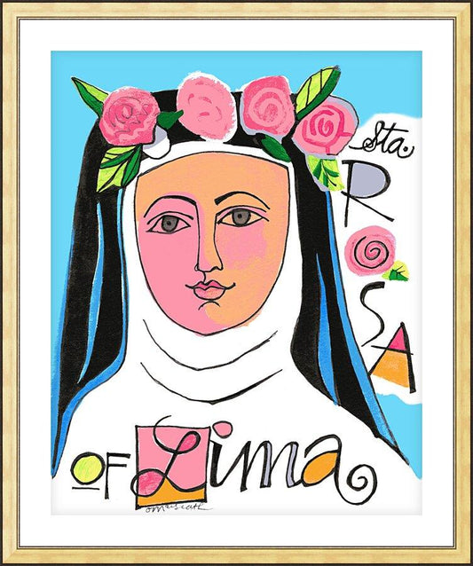 Wall Frame Gold, Matted - St. Rose of Lima by M. McGrath