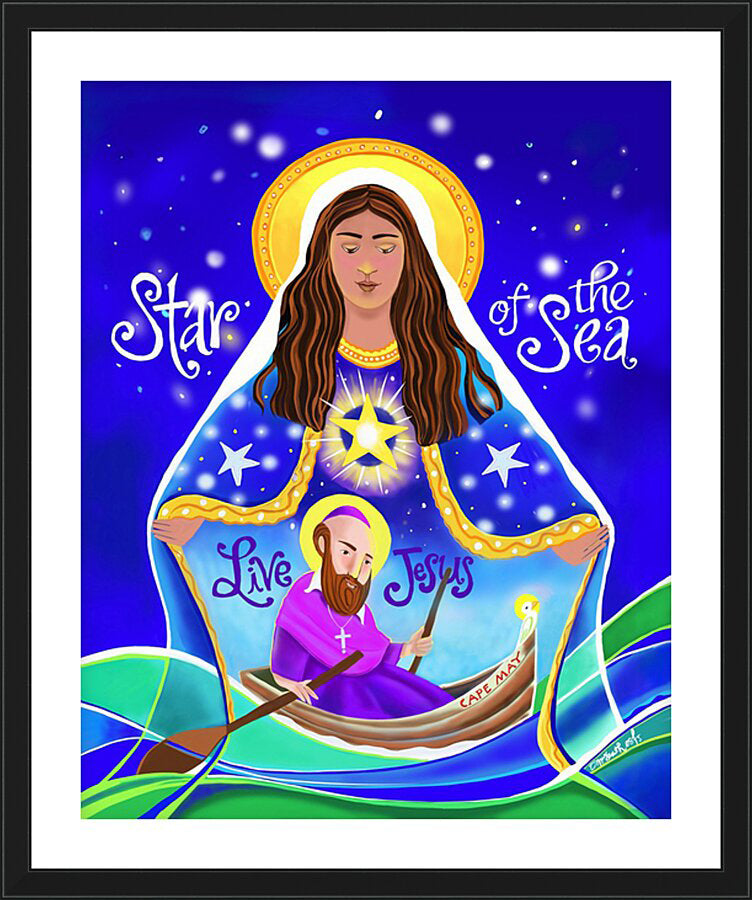 Wall Frame Black, Matted - Mary, Star of the Sea by M. McGrath