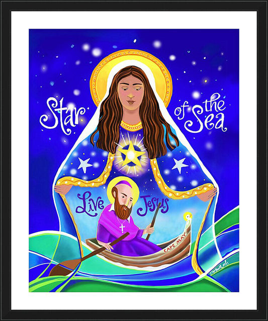 Wall Frame Black, Matted - Mary, Star of the Sea by M. McGrath