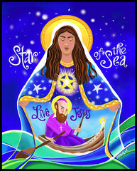 Wood Plaque - Mary, Star of the Sea by M. McGrath