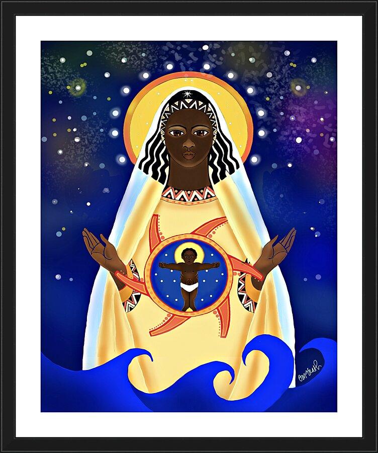 Wall Frame Black, Matted - Mary, Star of the Sea by Br. Mickey McGrath, OSFS - Trinity Stores