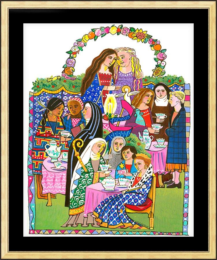 Wall Frame Gold, Matted - Saintly Tea Party by Br. Mickey McGrath, OSFS - Trinity Stores