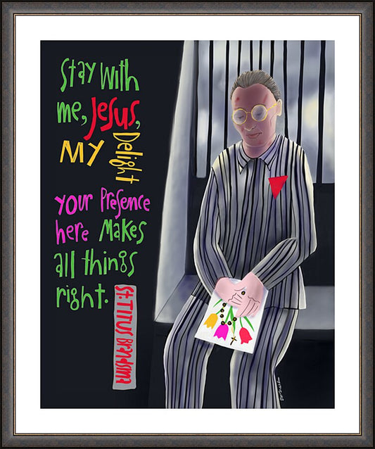 Wall Frame Espresso, Matted - Stay With Me Jesus by M. McGrath