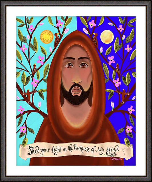 Wall Frame Espresso, Matted - Shed Your Light in the Darkness by M. McGrath