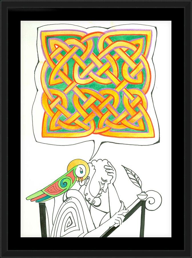 Wall Frame Black, Matted - Celtic Talking Bird by Br. Mickey McGrath, OSFS - Trinity Stores