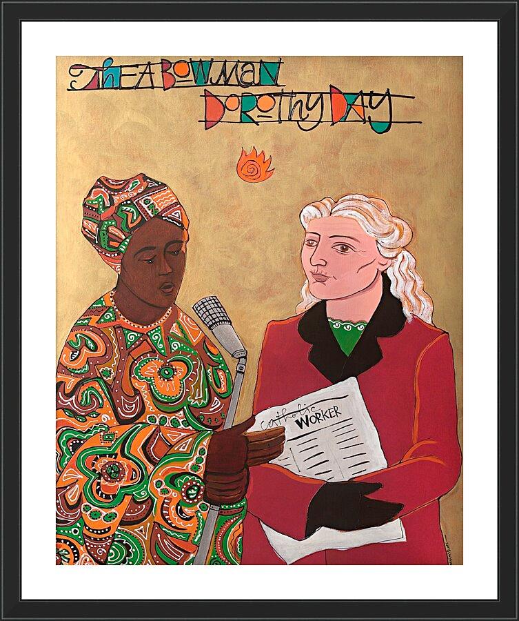 Wall Frame Black, Matted - Sr. Thea Bowman and Dorothy Day by Br. Mickey McGrath, OSFS - Trinity Stores