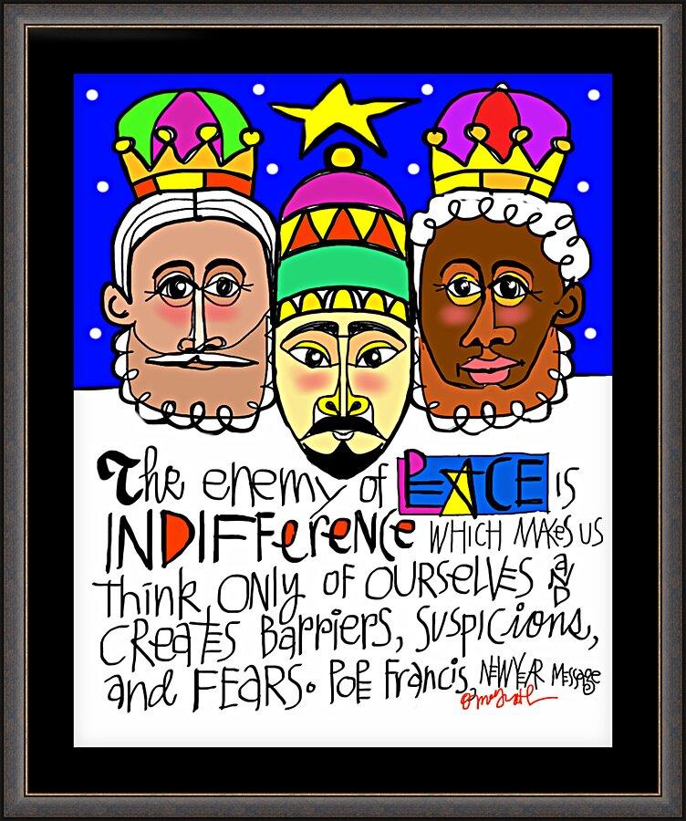 Wall Frame Espresso, Matted - Three Kings by Br. Mickey McGrath, OSFS - Trinity Stores