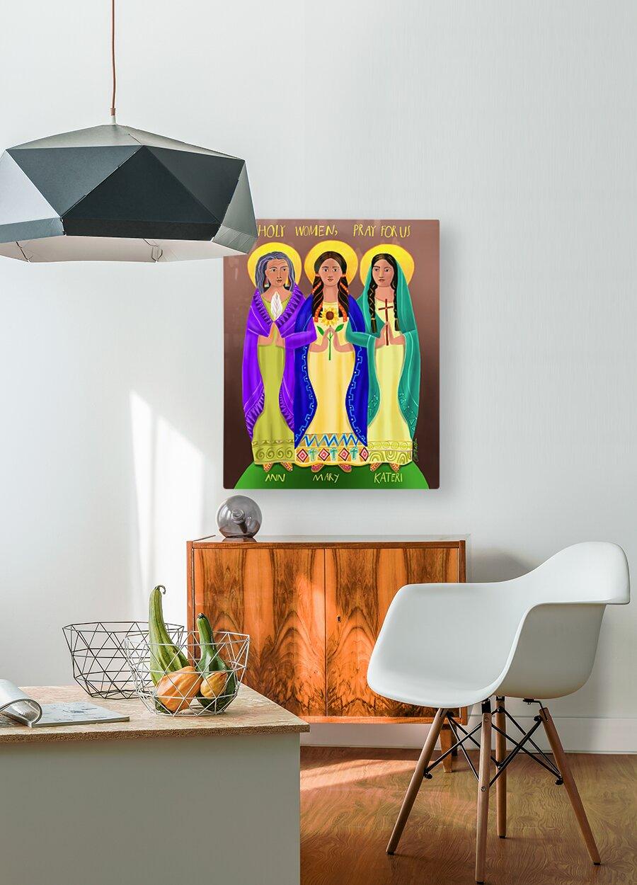 Metal Print - Sts. Mary, Ann, Kateri - Holy Women Pray for Us by Br. Mickey McGrath, OSFS - Trinity Stores