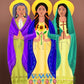 Wall Frame Black, Matted - Sts. Mary, Ann, Kateri - Holy Women Pray for Us by M. McGrath