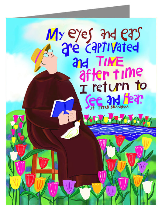 St. Titus in the Tulips - Note Card 