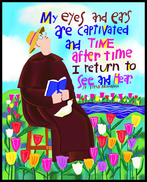 St. Titus in the Tulips - Wood Plaque