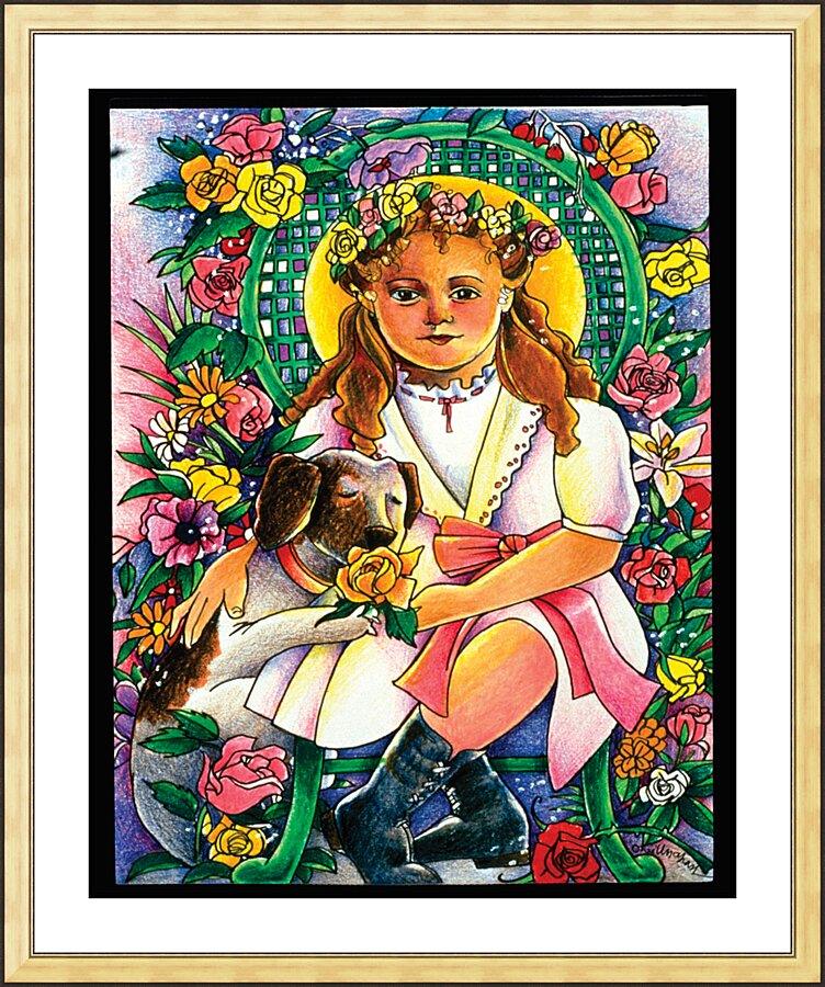 Wall Frame Gold, Matted - St. Thérèse, the Little Doctor by Br. Mickey McGrath, OSFS - Trinity Stores