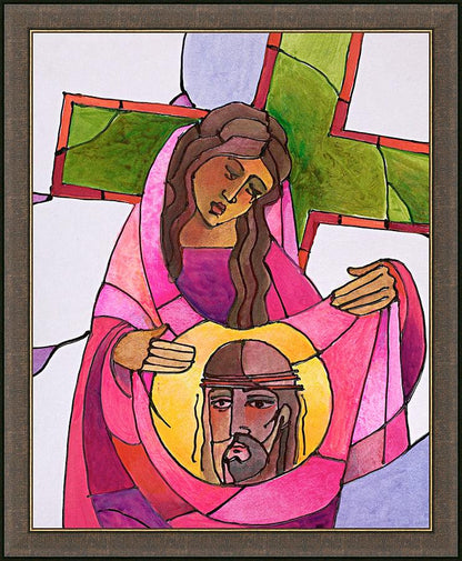 Wall Frame Espresso - Stations of the Cross - 06 St. Veronica Wipes the Face of Jesus by M. McGrath