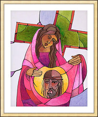 Wall Frame Gold - Stations of the Cross - 6 St. Veronica Wipes the Face of Jesus by M. McGrath