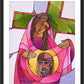Wall Frame Black, Matted - Stations of the Cross - 6 St. Veronica Wipes the Face of Jesus by Br. Mickey McGrath, OSFS - Trinity Stores
