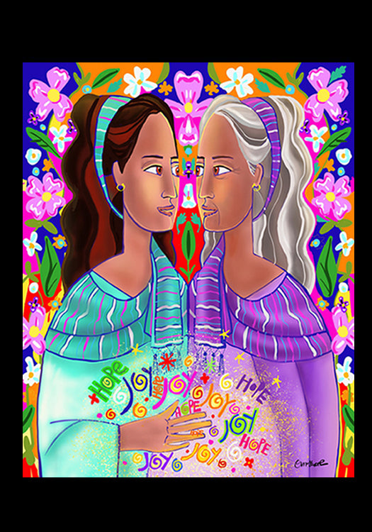 Holy Card - Visitation With Flowers by M. McGrath