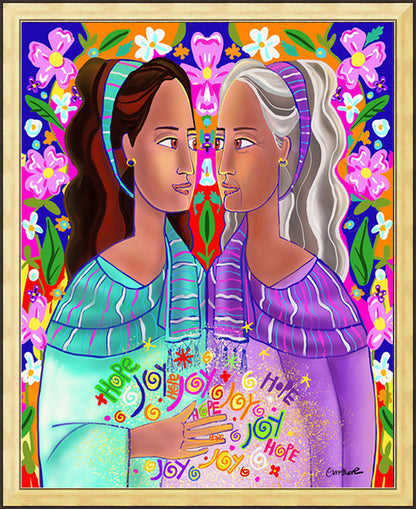 Wall Frame Gold - Visitation With Flowers by M. McGrath