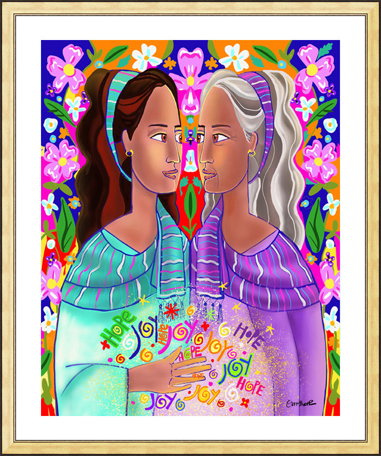 Wall Frame Gold - Visitation With Flowers by M. McGrath
