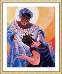 Wall Frame Gold - St. Veronica Wipes the Face of Jesus: 6th Station by M. McGrath