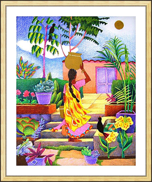 Wall Frame Gold, Matted - Woman at the Well by M. McGrath