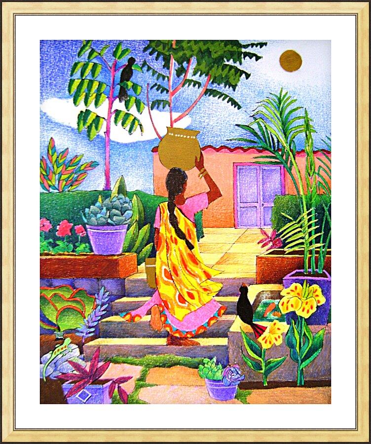 Wall Frame Gold, Matted - Woman at the Well by Br. Mickey McGrath, OSFS - Trinity Stores