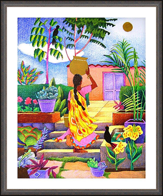 Wall Frame Espresso, Matted - Woman at the Well by M. McGrath