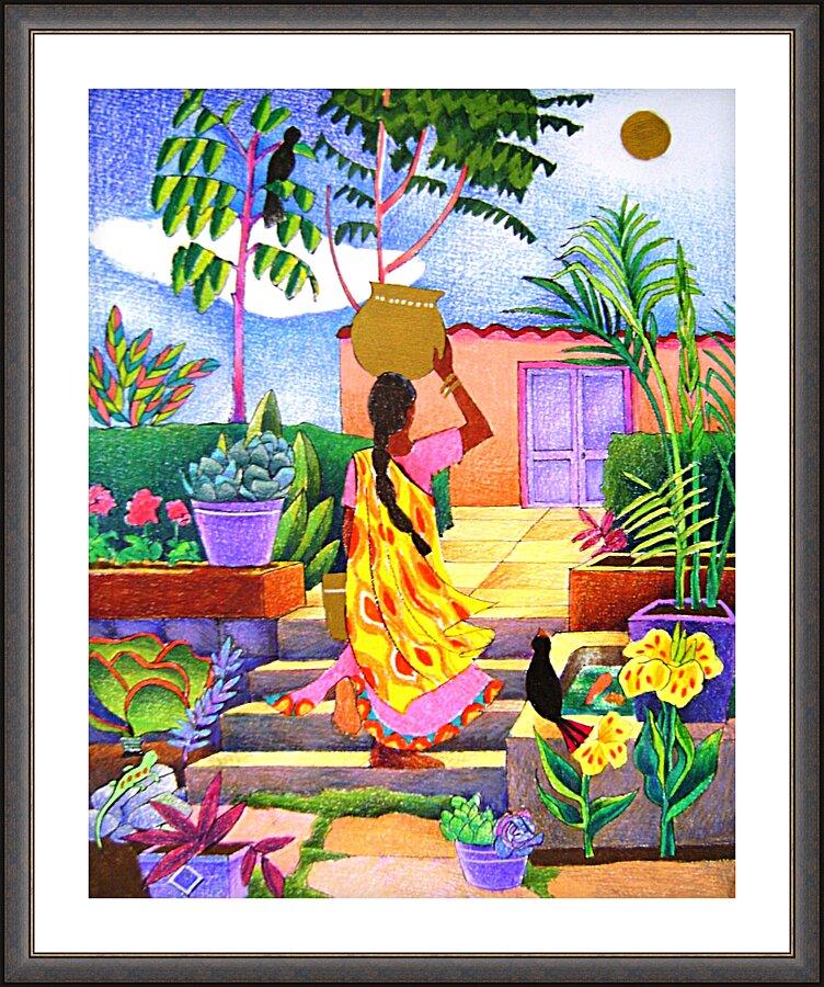 Wall Frame Espresso, Matted - Woman at the Well by Br. Mickey McGrath, OSFS - Trinity Stores