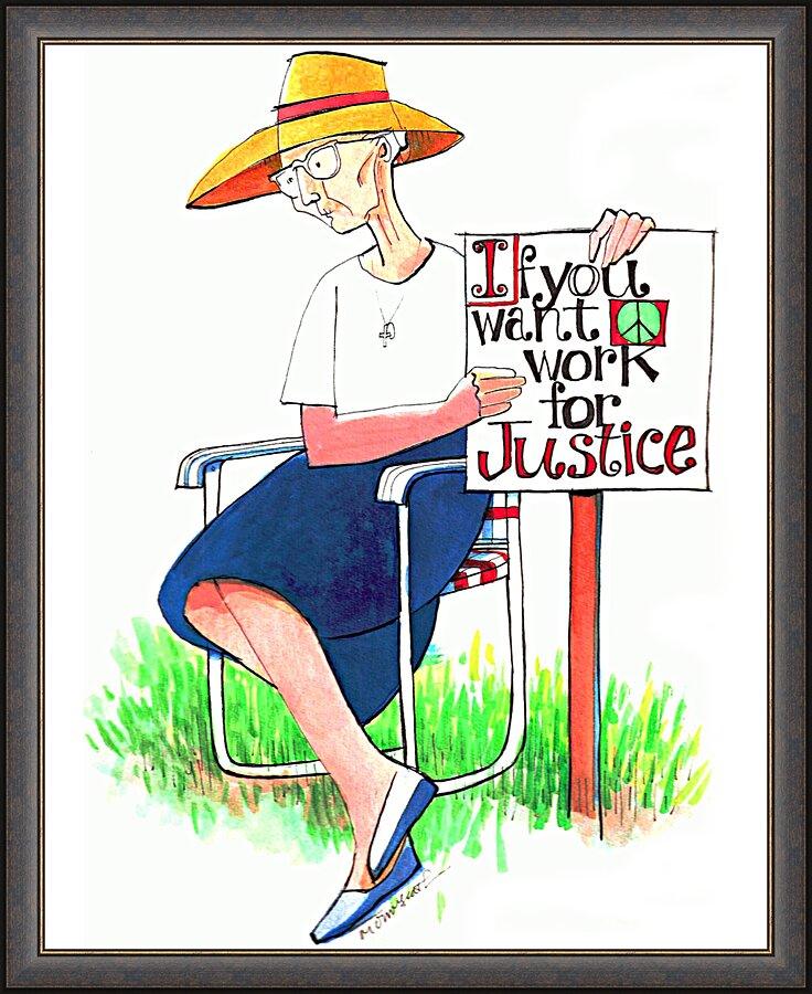 Wall Frame Espresso - Work for Justice by Br. Mickey McGrath, OSFS - Trinity Stores