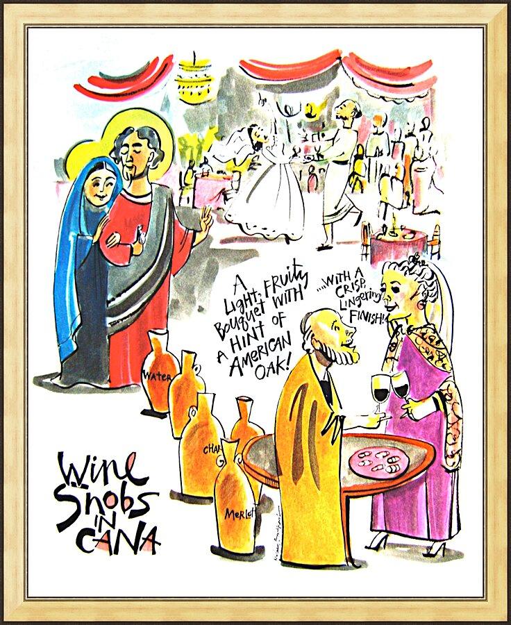 Wall Frame Gold - Wine Snobs in Cana by Br. Mickey McGrath, OSFS - Trinity Stores
