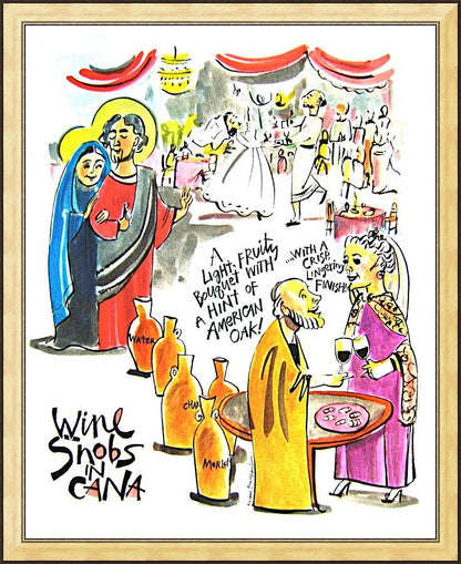 Wall Frame Gold - Wine Snobs in Cana by Br. Mickey McGrath, OSFS - Trinity Stores