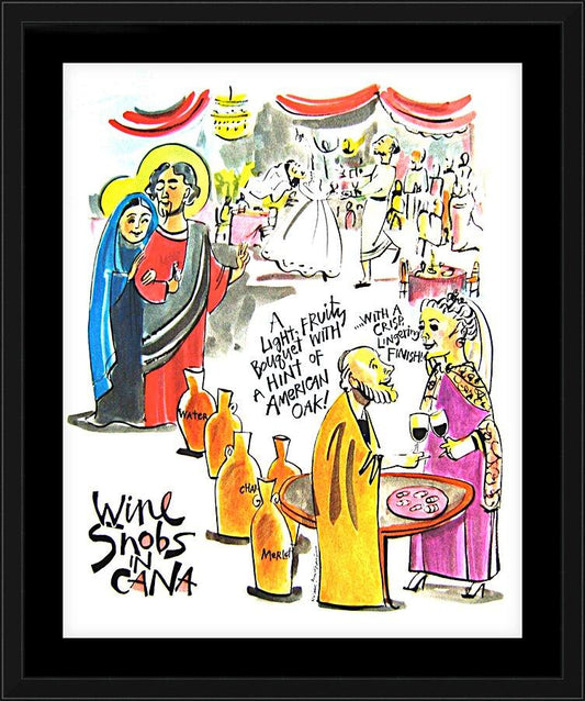 Wall Frame Black, Matted - Wine Snobs in Cana by M. McGrath