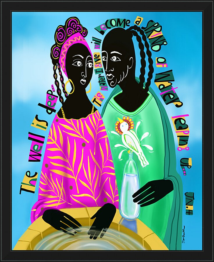 Wall Frame Black - Women At The Well by M. McGrath