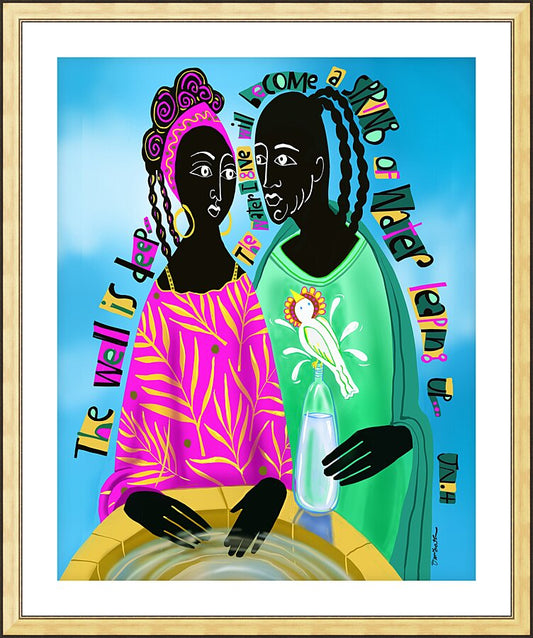 Wall Frame Gold, Matted - Women At The Well by M. McGrath