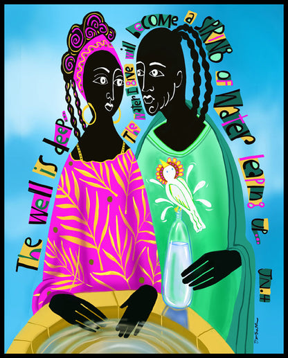 Women At The Well - Wood Plaque