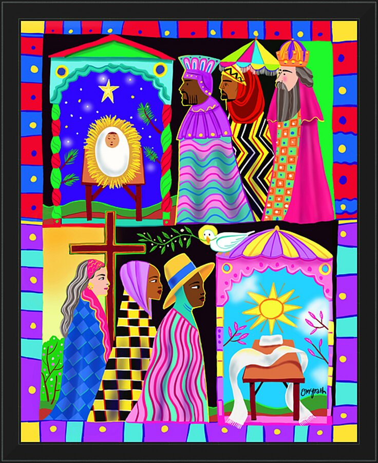 Wall Frame Black - Three Wise Women and Three Wise Men by M. McGrath