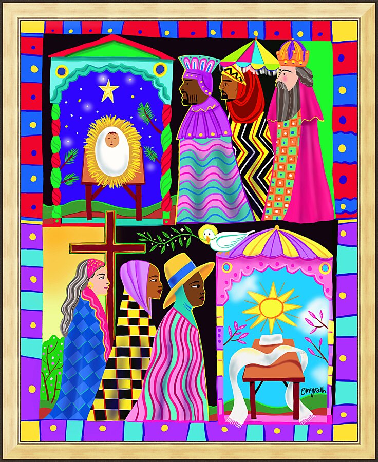 Wall Frame Gold - Three Wise Women and Three Wise Men by M. McGrath