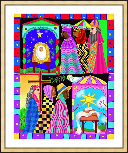 Wall Frame Gold, Matted - Three Wise Women and Three Wise Men by M. McGrath